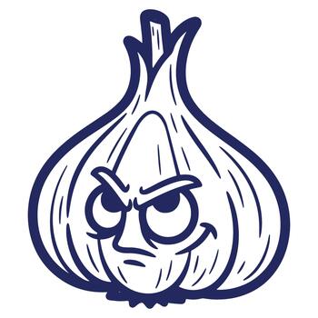 dibujos animados ajo personaje con un gruñón expresión y juguetón sonrisa afectada Listo para diseño proyectos vector