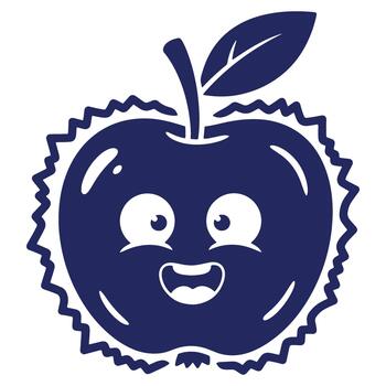 Cute Cartoon Apple Character Illustration with Cheerful Expression and Jagged Border on White Background for Design Projects vector