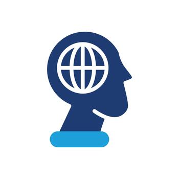 Global mindset head and globe colored icon design good for web or mobile app vector