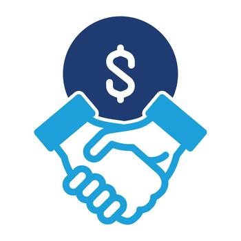 handshake and coin colored icon design good for web or mobile app vector