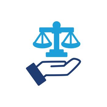 Judge's scales of justice. A symbol of right decision and act colored icon design good for web or mobile app vector