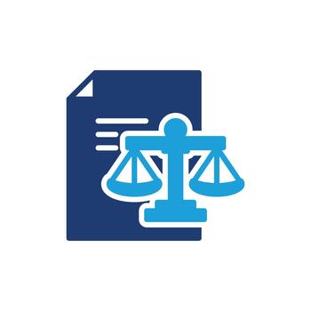 compliance icon, business rules policy, documents with scales colored icon design good for web or mobile app vector