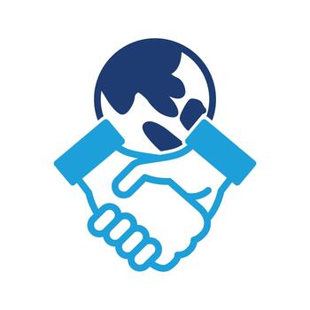 handshake and globe symbolizing global business partnerships colored icon design good for web or mobile app vector