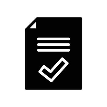 document with checkmark solid black icon design good for web or mobile app vector