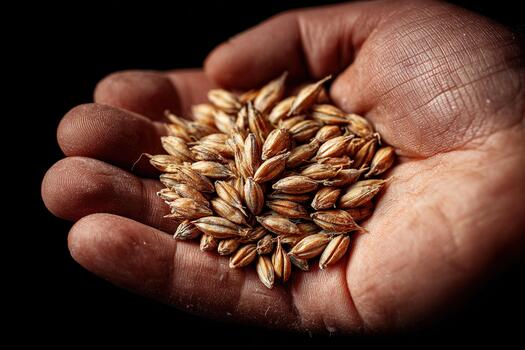 macro fotografía de arrozal granos en humano palma foto