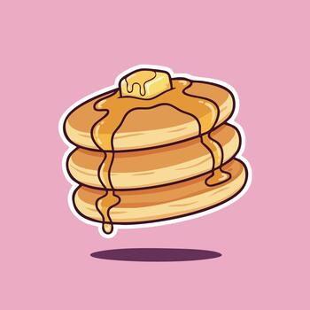 apilar de panqueques con mantequilla y jarabe vector