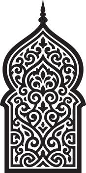 Intricate Islamic pattern design with arched window motif vector