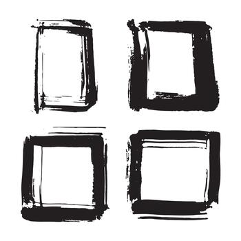 Four black square frames hand ink vector