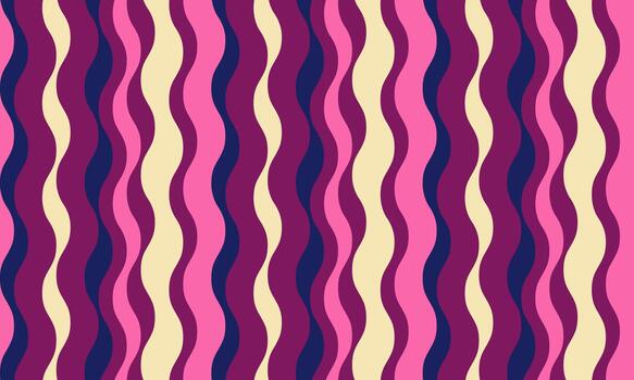 vibrante, ondulado vertical rayas en rosa, púrpura, y crema crear un dinámica, retroinspirado modelo. vector