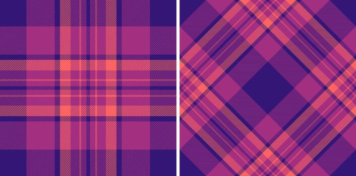 Tartan background check of fabric plaid with a textile texture seamless pattern. Set in neon colors. Classic wool coats. vector