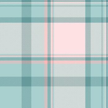 Pixelated plaid pattern featuring soft pastel colors. Retro vibe, perfect for backgrounds, textures, or design elements with a nostalgic, handcrafted feel. vector