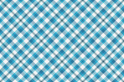 Subtle textile check tartan, towel plaid background texture. Halftone fabric pattern seamless in cyan and white colors. vector