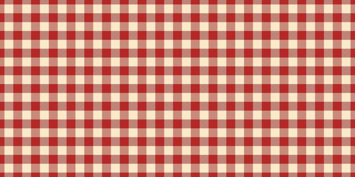Manufacturing check texture tartan, tablecloth pattern seamless fabric. Tiny background textile plaid in red and bisque colors. vector