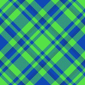 Vibrant checkered pattern in blue and green. Seamless plaid design, ideal for backgrounds, textiles, or modern graphic projects. Bold, eyecatching texture. vector