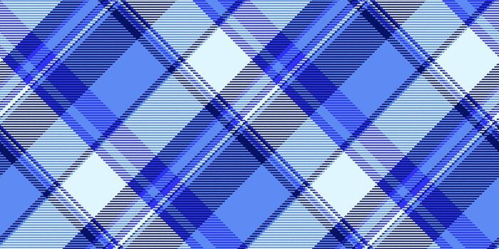Diagonal seamless plaid check, business textile tartan background. Smooth texture fabric pattern in blue and light colors. vector