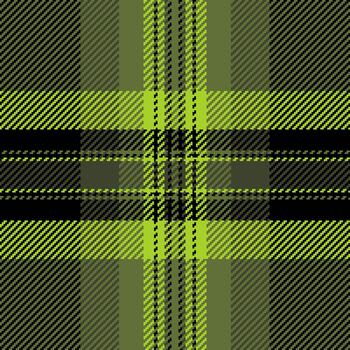 Girl texture fabric, intricate plaid tartan textile. Give pattern background check seamless in lime and black colors. vector