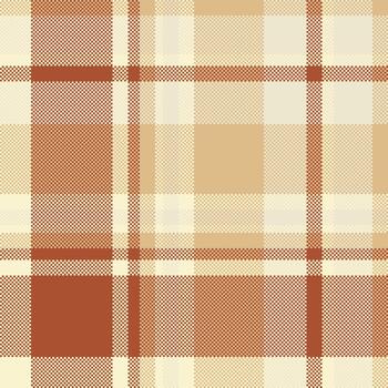 Detailed beige and brown pixelated tartan pattern. Rustic texture for backgrounds, textiles, fashion, or retro digital designs. Versatile, seamless. vector