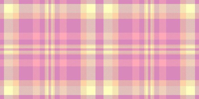 Pastel plaid pattern with delicate pink and yellow hues. Ideal for backgrounds, textile designs, or festive projects. Adds a touch of softness warmth. vector