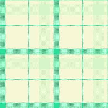 Seamless pattern. Pixelated plaid design in soft greens and beige. Ideal for retro design, textile projects, and background textures. Versatile eyecatching. vector