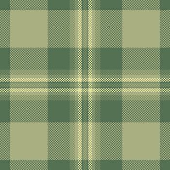 Pixelated plaid pattern in soft green hues. A classic textile design with a retro gaming aesthetic, ideal for backgrounds, textures, graphic resources. vector
