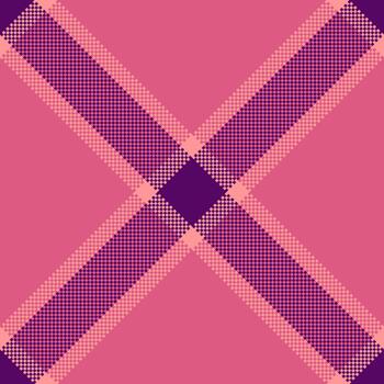 Vibrant check pattern in pink and purple hues. Pixelated design ideal for backgrounds, textiles, or creative projects needing a textured, retro feel. vector