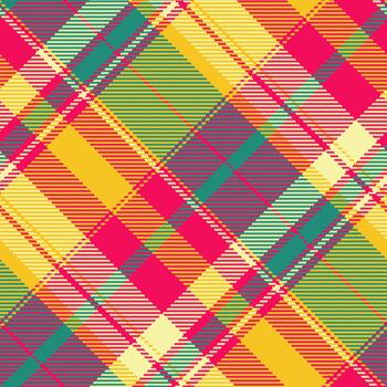 Vibrant tartan pattern. Textile design featuring bold colors and textured weaves. Ideal for backgrounds, fabric design, fashion, and adding a touch of classic style. vector