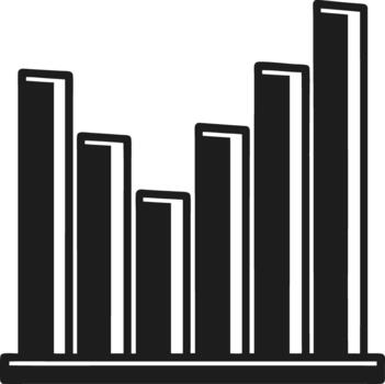 Bar chart silhouette with varying heights graph vector
