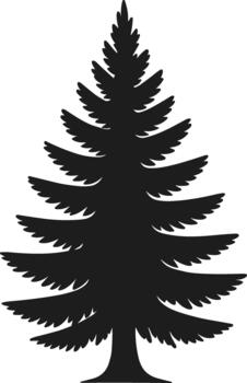 Black silhouette of a coniferous tree with layered branches on a white background vector