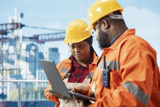 Engineers perform integrity assessment of offshore platform components to avoid downtime. Drilling rig employees use diagnostic tools to detect malfunction in subsea pipelines photo