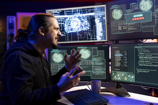 Hacker angered by access denied error message while trying to steal valuable data from enterprise networks. Man irked after targeting company servers but getting cyber attacks rejected photo