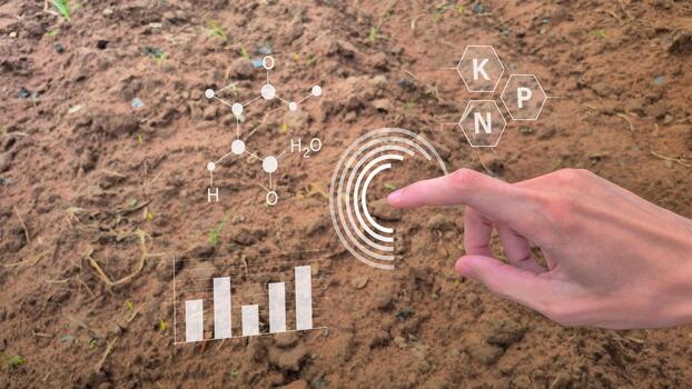 Digital Soil Analysis Interface with Nutrient Visualization and Touch Interaction photo