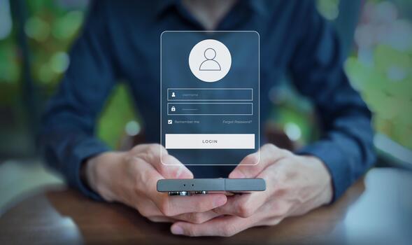 Digital Login Interface with Smartphone and Secure Access Elements photo