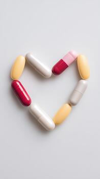 Capsule arrangement for branding, Visual concept featuring capsule shapes forming letter mark, Innovative product branding utilizing capsule motifs arranged in distinctive monogram pattern photo