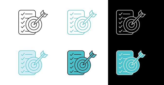 Target and checklist icon for business goals and productivity in line and fill style vector