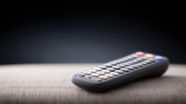 Remote control details, Closeup of sofa remote, Focused shot of sofa remote controls, Closeup image of sofa remote with focus on buttons photo