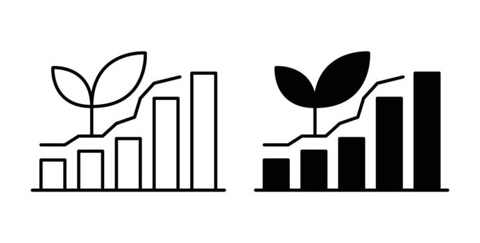 Growth and Development Symbol with Bar Graph and Plant Elements vector