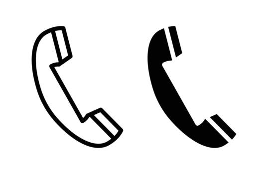Black and White Handset Icons Representing Communication and Contact Methods vector