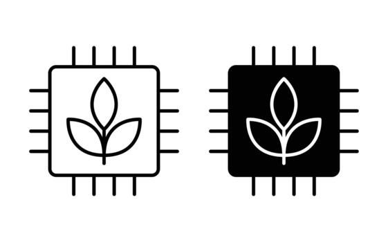Nature Meets Technology with Leaf Symbol Inside CPU Chip Design vector