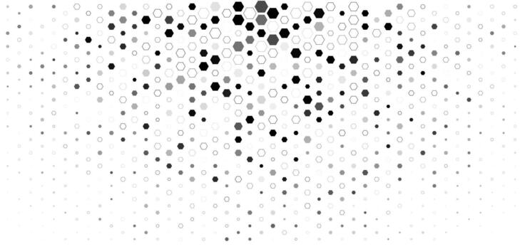 Medtech Biotech Background Pattern Texture, Clean Hexagon Scatter On White With Soft Halftone Flow, Modern Scientific BG Backdrop Wallpaper For Healthcare Dashboards And Reports. Illustration. vector