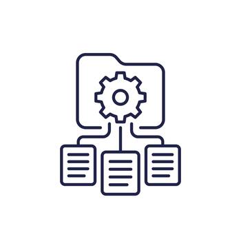 classification line icon with folder, data management vector