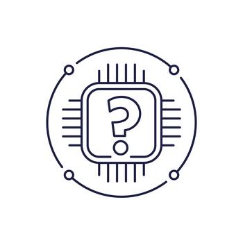 desconocido hardware línea icono con pastilla vector