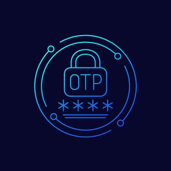 OTP verification icon, one-time passcode, linear design vector