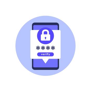 OTP verification icon with mobile phone, one-time passcode, flat design vector