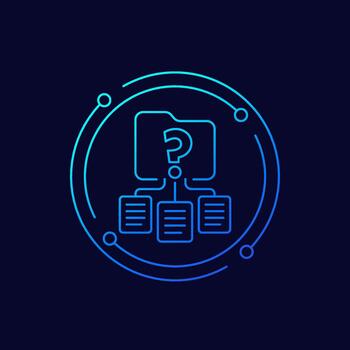 classification icon with folder, unknown category, linear design vector