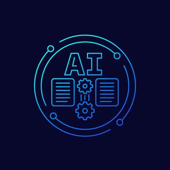 AI for DMS icon, data management, thin linear design vector