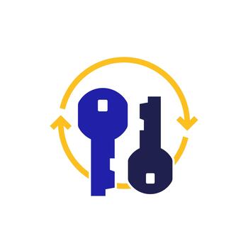 change keys icon with arrows, security and encryption concept vector
