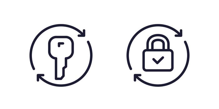 change key or password line icons vector