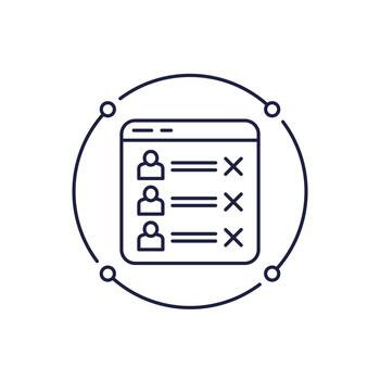 blocked users list icon, line vector