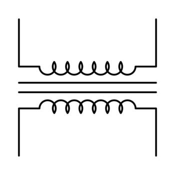 Transformer schematic, electrical coils, core diagram, physics circuit symbol design vector