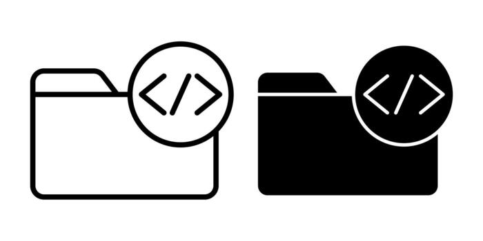 Folder Code Black Icon Bundle for Development Files and Programming Workflow Tools vector